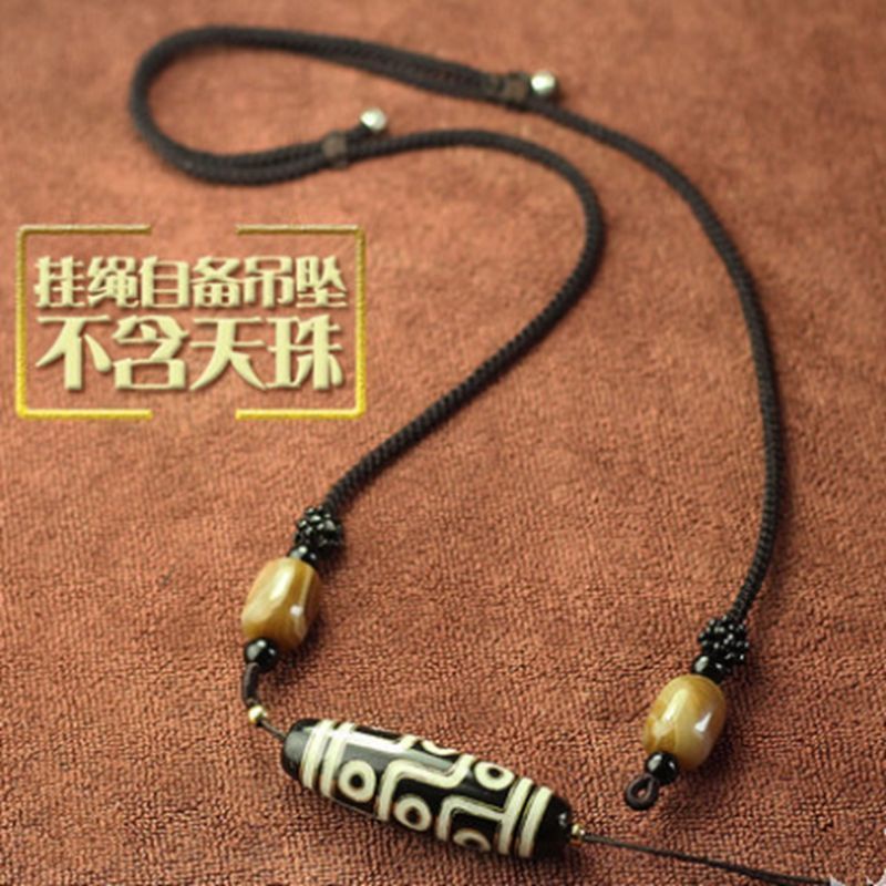 Dây Chuyền Đeo Cổ Dzi Dệt Tay Mặt Chữ Thập Đính Đá Ngọc Bích Phong Cách Tây Tạng Cho Nam Và Nữ 3.17