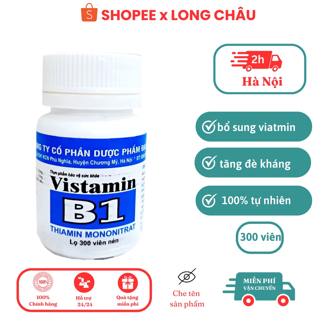 Vitamin B1 bổ sung vitamin cho cơ thể, giú làm đẹp tắm trắng, đắp mặt, chống rụng tóc lọ 300 viên