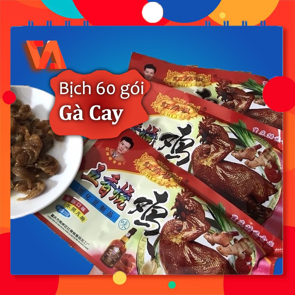 Bịch 60 gói Gà Cay thơm ngon đồ ăn vặt huyền thoại tuổi thơ dữ cmn dội