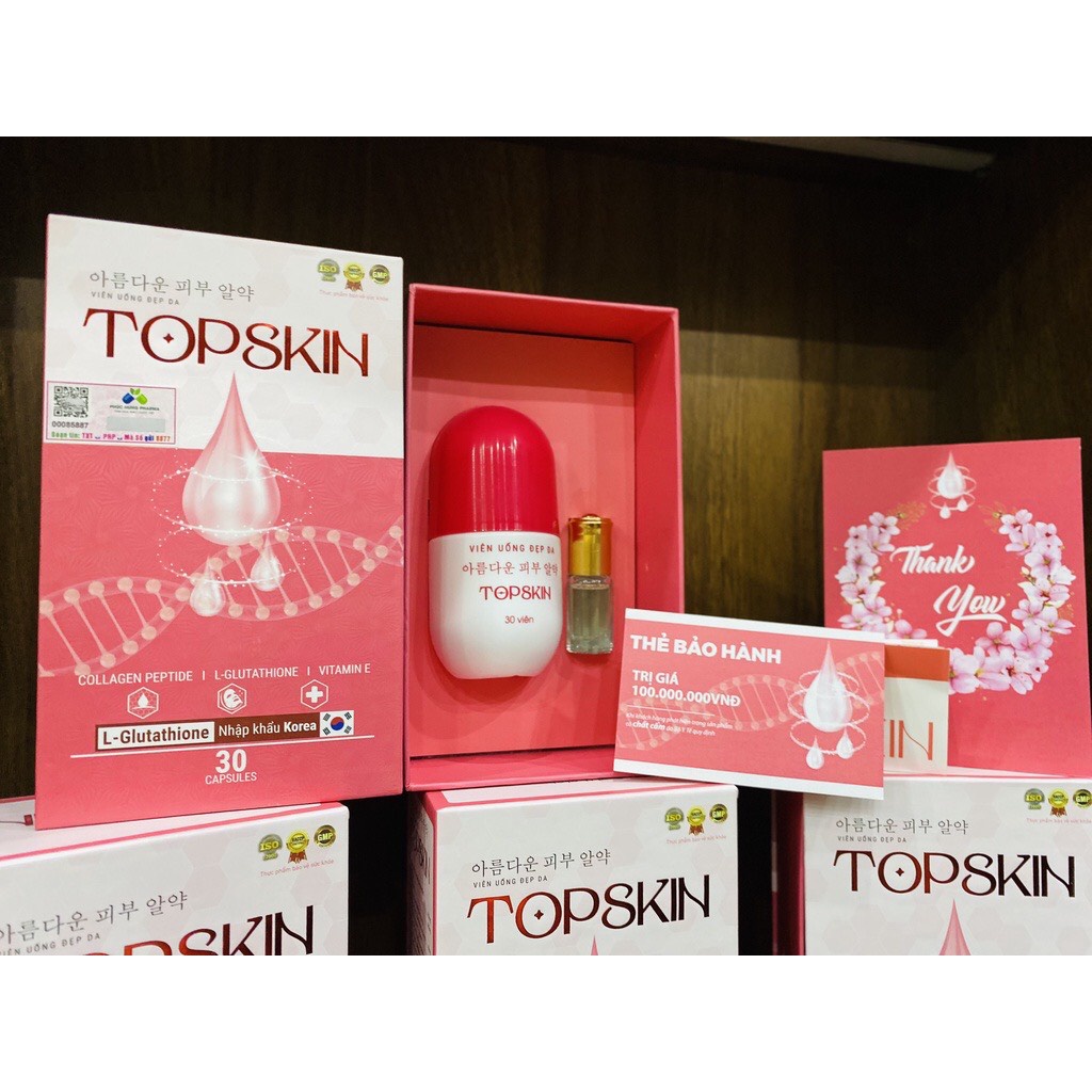 Viên uống đẹp da TopSkin Chính Hãng giúp trắng da cấp ẩm giảm thâm nám mờ tàn nhang tăng cường nội tiết tố hộp 30 viên | BigBuy360 - bigbuy360.vn