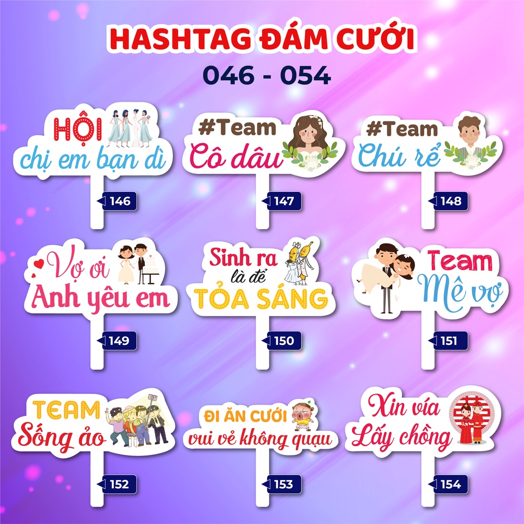Bảng hashtag cầm tay chụp hình đám cưới