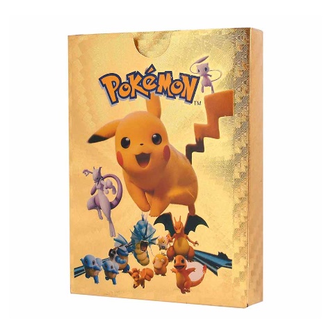 Thẻ bài Pokemon 55 tấm mạ vàng bạc đen bản tiếng Anh