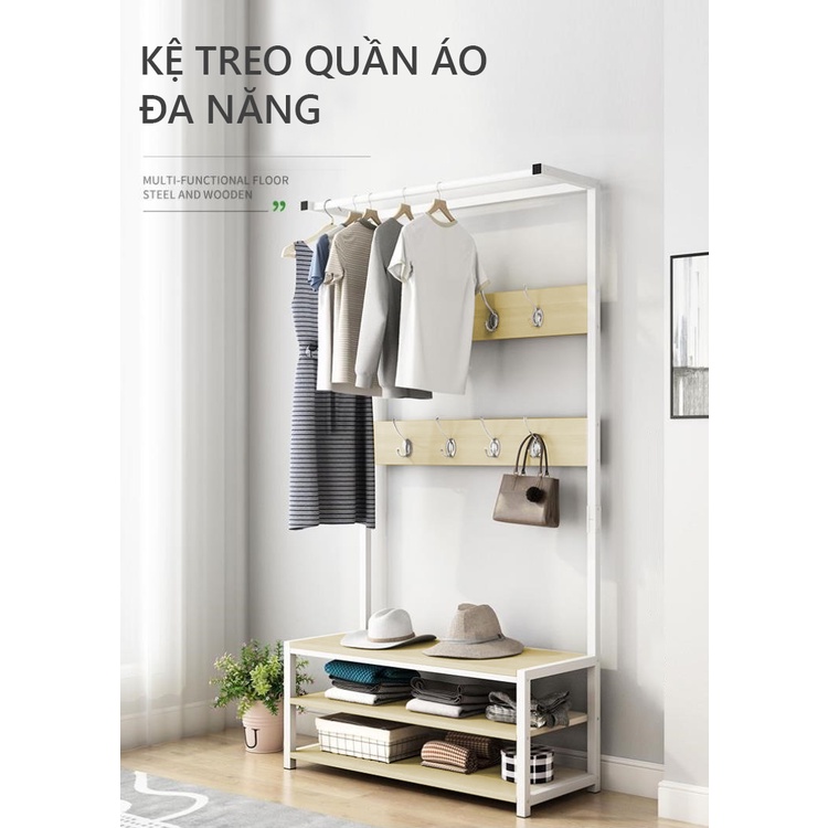 Kệ treo quần áo kết hợp kệ để giày thông minh ILUMIA Khung thép chắc chắn phủ sơn tĩnh điện - GM82
