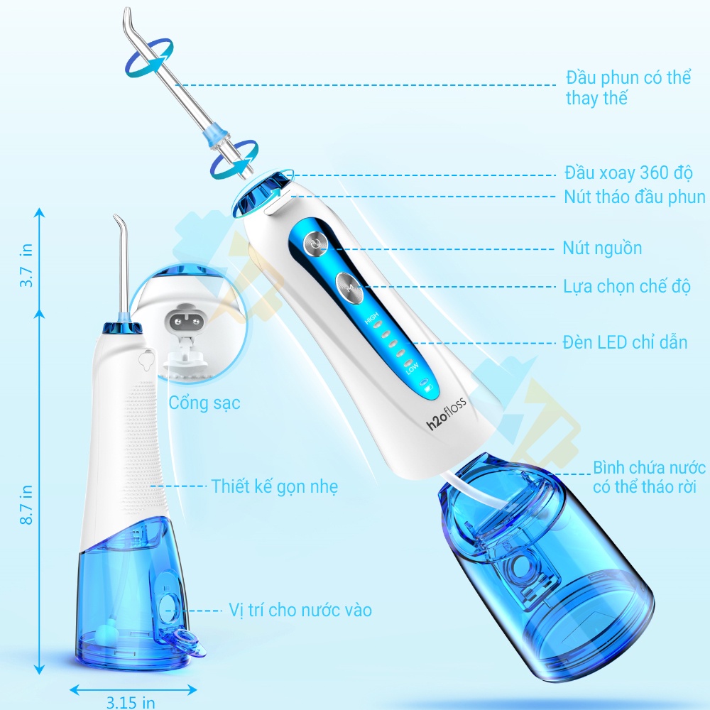 Máy tăm nước H2ofloss HF9P + sửa chữa máy tăm nước