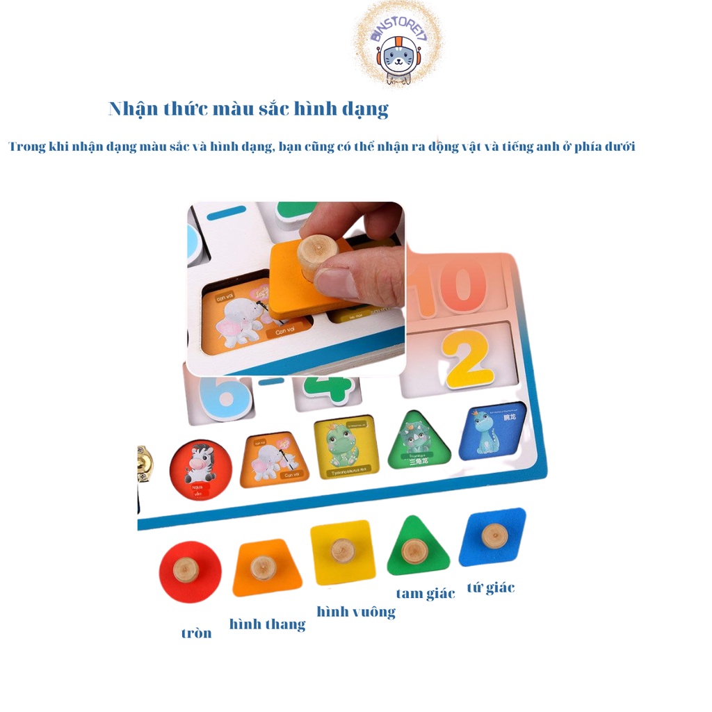 Bảng bận rộn Montessori kết hợp xếp hình , giáo dục sớm cho trẻ kỹ thuật số