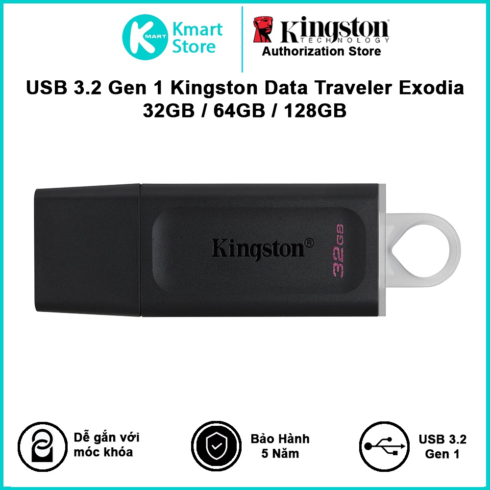 USB 3.2 Gen 1 Kingston DataTraveler Exodia 32GB / 64GB / 128GB - Hàng Chính Hãng
