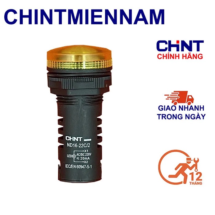 Đèn Báo Pha LED CHINT 220VAC Phi 22mm Đèn Báo Đỏ Xanh Vàng Chính Hãng