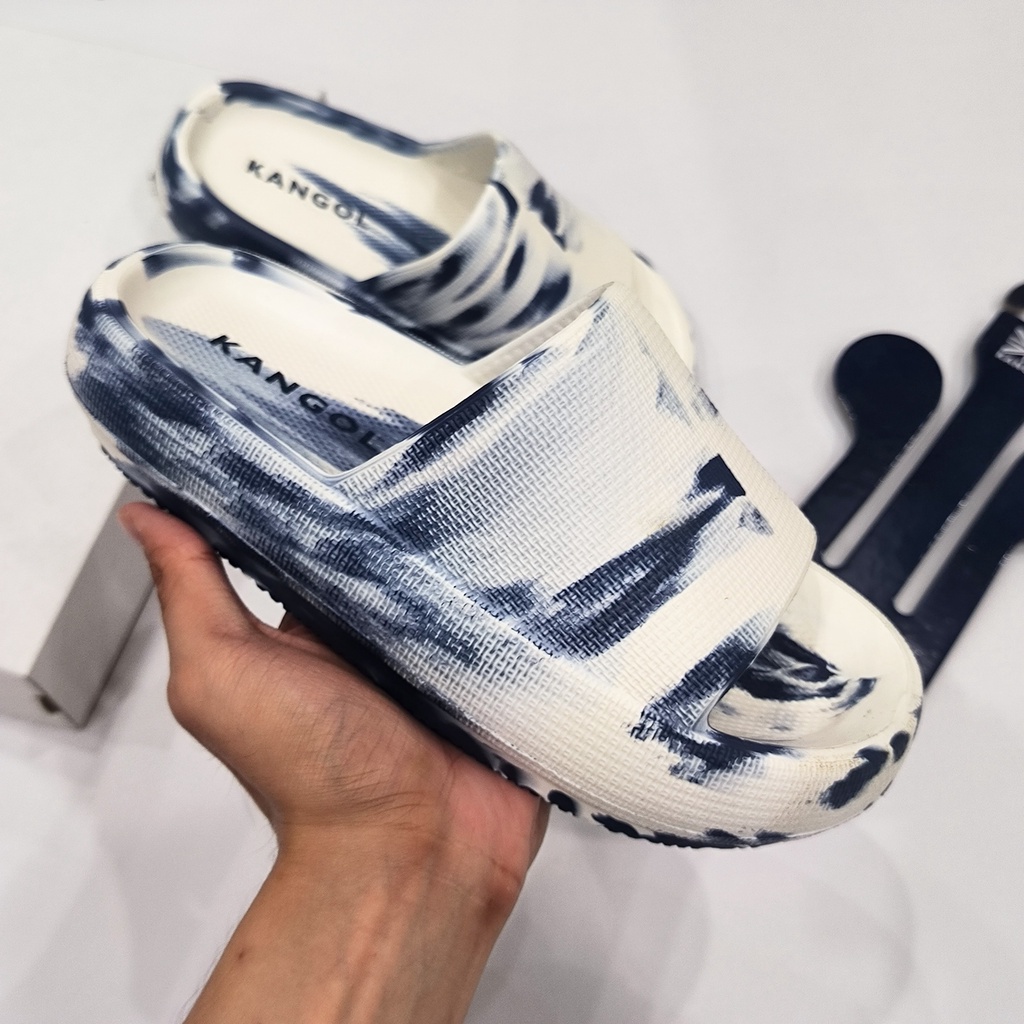 Dép Kangol bánh mì xanh đen màu loang 6255762585