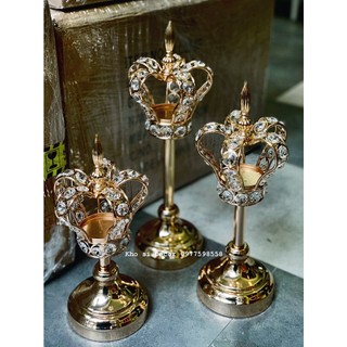 👑 bộ 3 chân nến vương miện trang trí tiệc, gia tiên cn014 👑