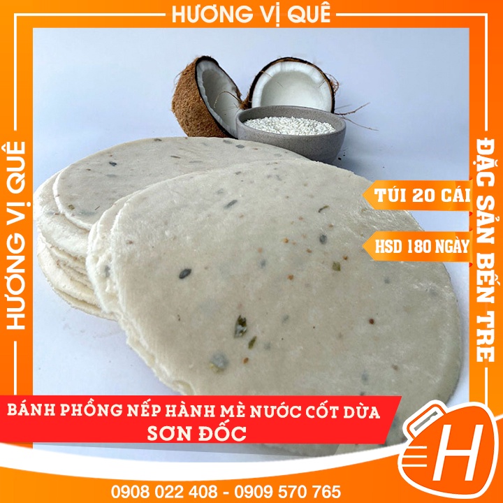 Bánh Phồng Nếp Hành Mè Nước Cốt Dừa Sơn Đốc - Túi 20 Cái - Đặc Sản Bến Tre