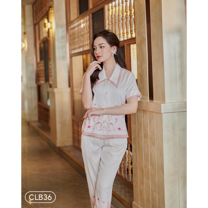 Bộ ngủ satin ZAM Luxury - CLB36 - Áo ngắn tay quần dài