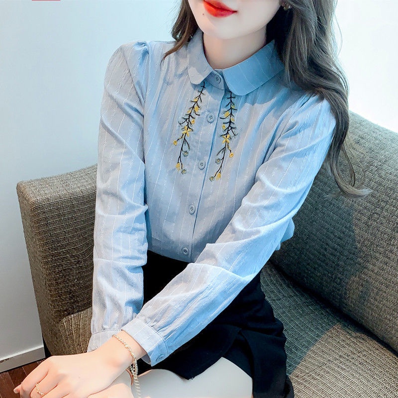 Áo Sơ Mi Cotton Thêu Họa Tiết Thời Trang Cho Nữ