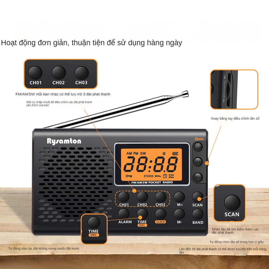 Toàn Bộ Đài FM Điện Tử Cầm Tay Màn Hình Kỹ Thuật Số Phong Cách Cũ FM Bán Dẫn