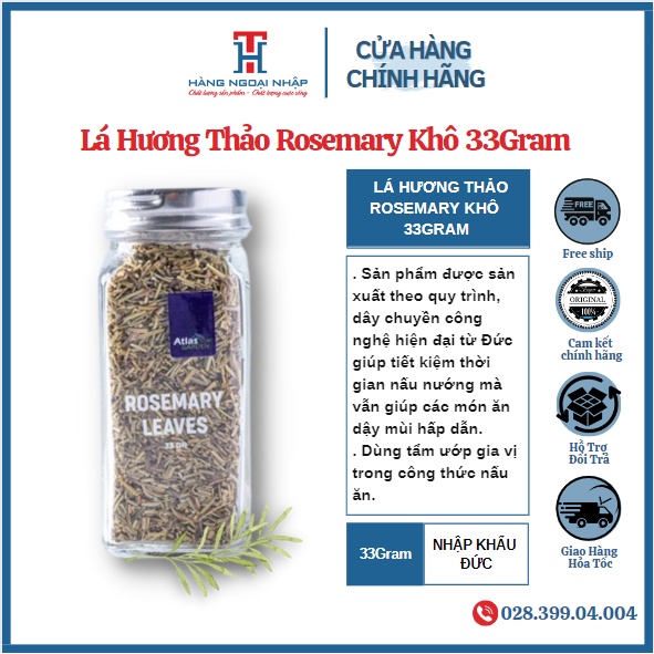 Lá Hương Thảo - Rosemary Khô Nhập Khẩu Đức 33Gram / Hũ [ Date 2 Năm ]