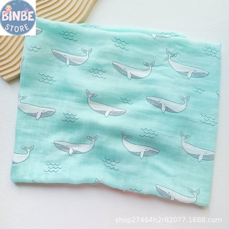 Khăn tắm sợi tre cho bé, khăn quấn bé sơ sinh sợi tre đa năng mềm mại cho bé Binbestore