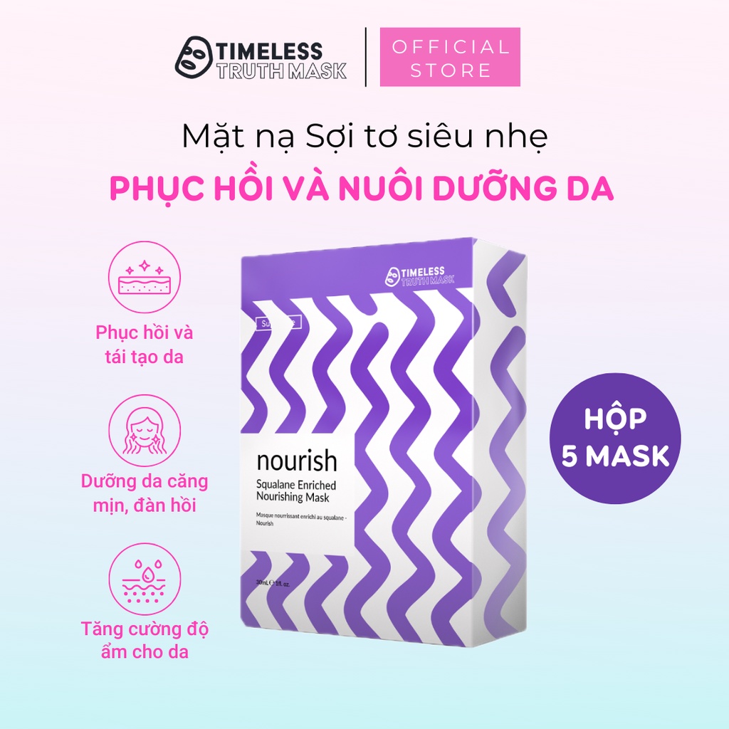 Mặt nạ sợi tơ siêu nhẹ phục hồi và nuôi dưỡng da Squalane Timeless Truth Mask (Hộp 5 miếng x 30ml))