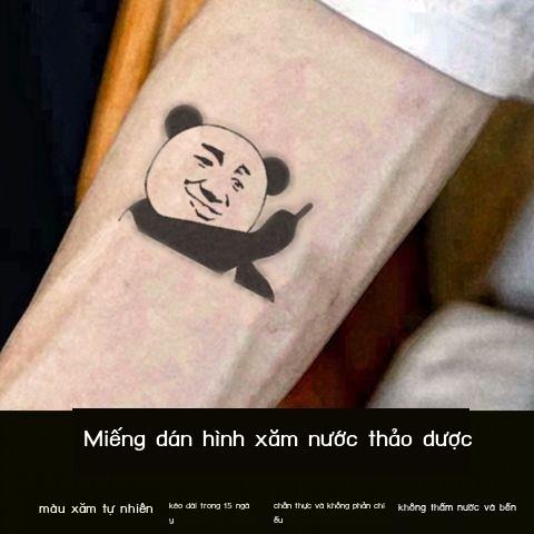 Nước ép thảo mộc Nhãn dán hình xăm Panda Man Gói biểu tượng cảm xúc ngộ nghĩnh Chống nước bán vĩnh viễn, lâu tr