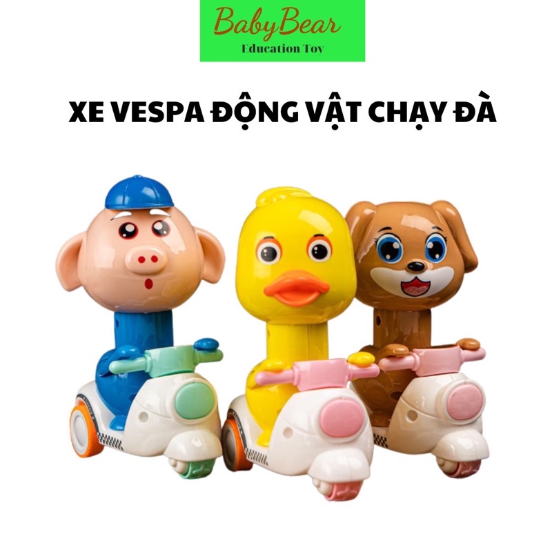 Đồ chơi trẻ em động vật chạy xe máy chạy cót vui nhộn cho bé phát triển vận động tinh