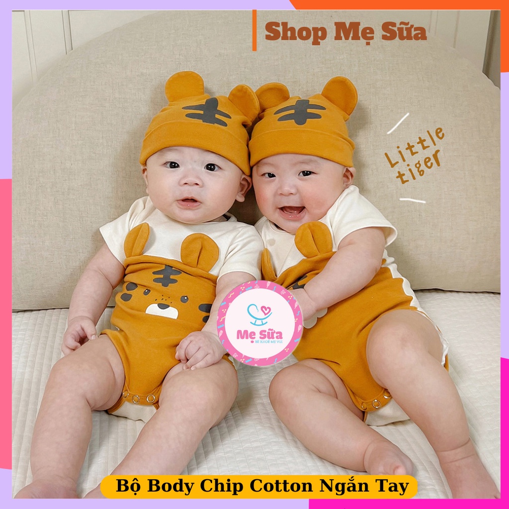 Body chip liền thân Kèm mũ , bodysuit cho bé, bộ body cho bé mẫu quần áo sơ sinh cho bé 0-12M