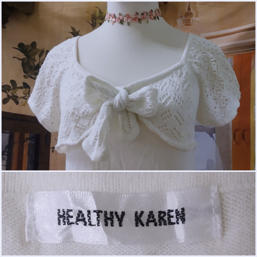|2hand| Đầm len nhật Healthy Karen phối nơ xinh xắn