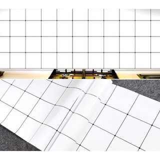 1M Giấy dán bếp khổ rộng 60cm ( có sẵn keo ) - vuông trắng kẻ đen ô bự