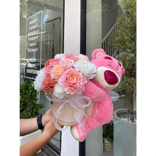 Gấu bông Lotso Huggin Bear lông xù tai dâu, gấu dâu dễ thương cao cấp mềm mịn 40cm