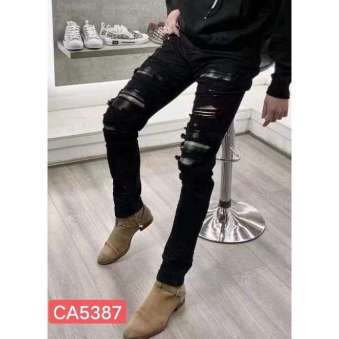 likeauth  likeauth  Quần jeans [ New 2023 ] Quần Jean Amiri đen vá da đen LA 1-1 CA 5387