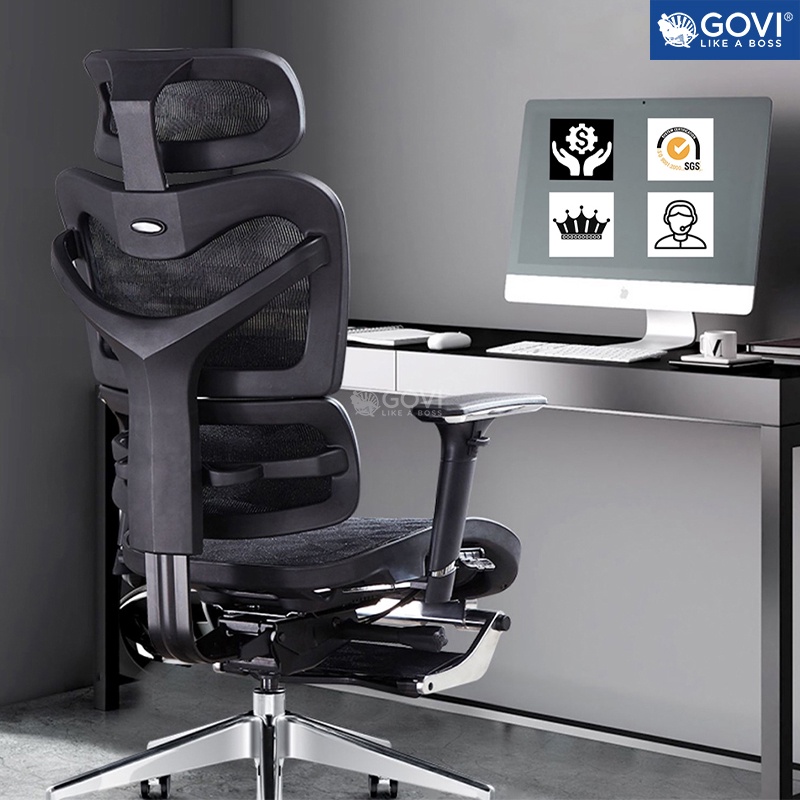 Ghế công thái học Ergonomic GOVI Solo S726A - Tựa đầu tựa tay điều chỉnh,đệm ngồi trượt trước-sau, ngả lưng từ 90-135 độ