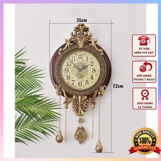 Đồng hồ treo tường TÂN CỔ ĐIỂN quả lắc chất liệu gỗ và hợp kim mạ đồng cao cấp sang trọng DHTT35 - Món quà tặng ý nghĩa