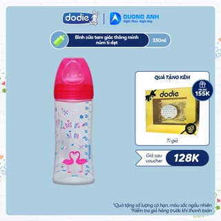 Bình sữa tam giác thông minh núm ti dẹt dodie 330ml