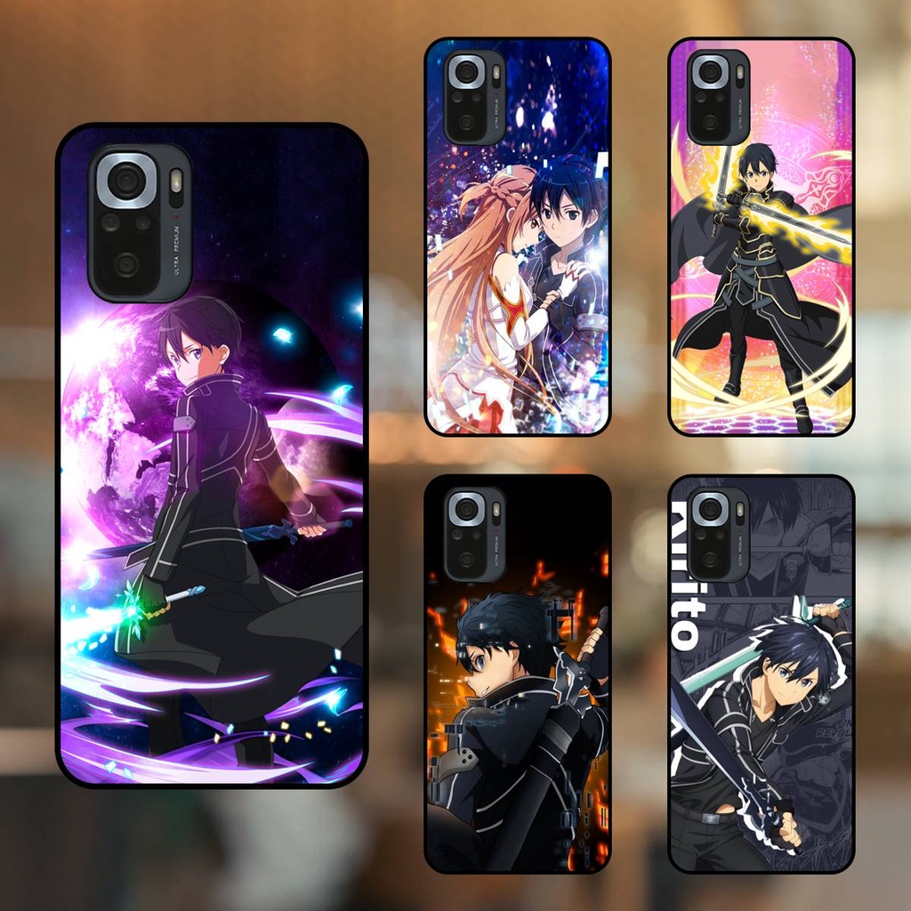 Ốp lưng điện thoại Redmi Note 10s, Note 10 viền đen Kirito Sword Art Online
