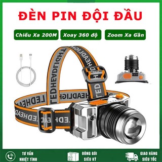 Đèn pin đội đầu 1 bóng có Zoom xa gần, chiếu xa 200m chống thấm nước, đèn pin đeo trán siêu sáng