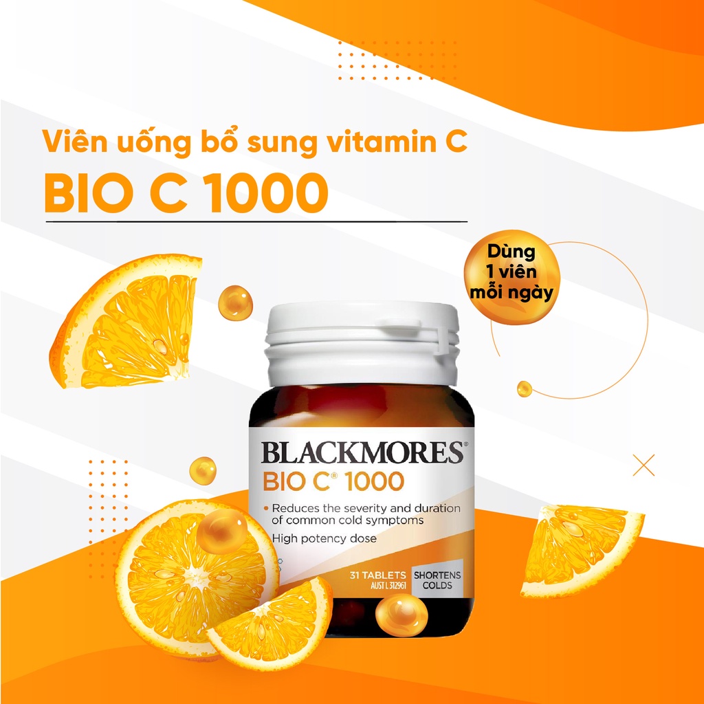 Vitamin C Blackmores Bio C 1000mg hỗ trợ quá trình tái tạo collagen giúp da khỏe đẹp và tăng cường đề kháng