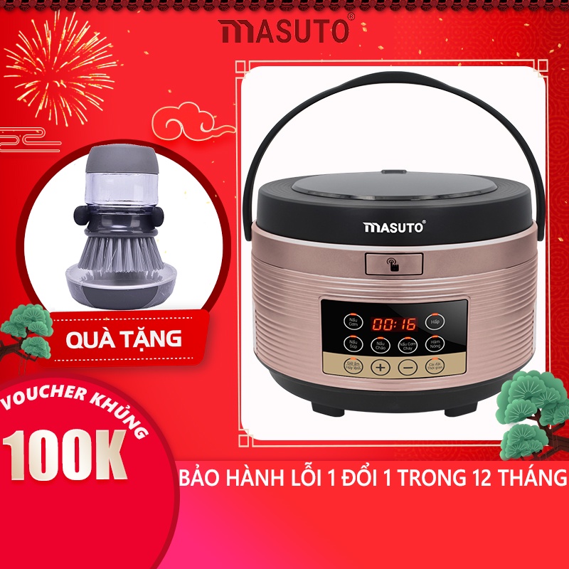 Nồi cơm điện tử lòng niêu Masuto 1,8L nấu ngon vị truyền thống có thể nấu cơm cháy