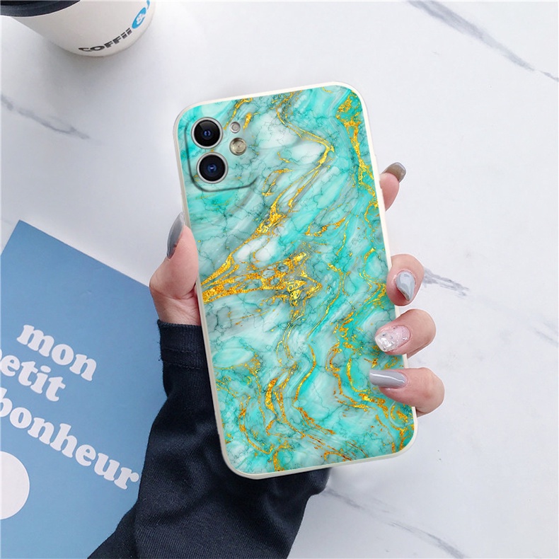 Ốp lưng iPhone hình vân đá xanh vàng siêu độc bảo vệ camera cho ip 6/6s/7/8/X/XS/11/12/13/14 Pro Plus Max e5535