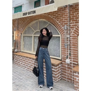 Quần jeans ống loe xoè rộng cạp cao the.sweaterweather TSW