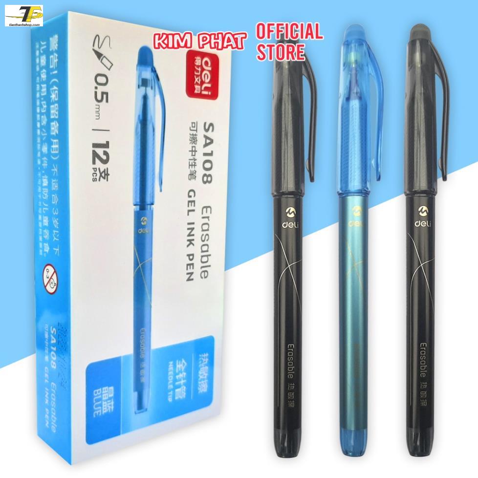 Bút gel tẩy xóa được Deli SA108 Ngòi 0.5mm Có nắp đậy