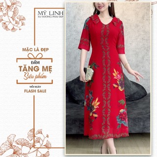 Đầm trung niên bigsize thiết kế trang nhã thanh lịch đi làm đi chơi đi tiệc cho mẹ u50