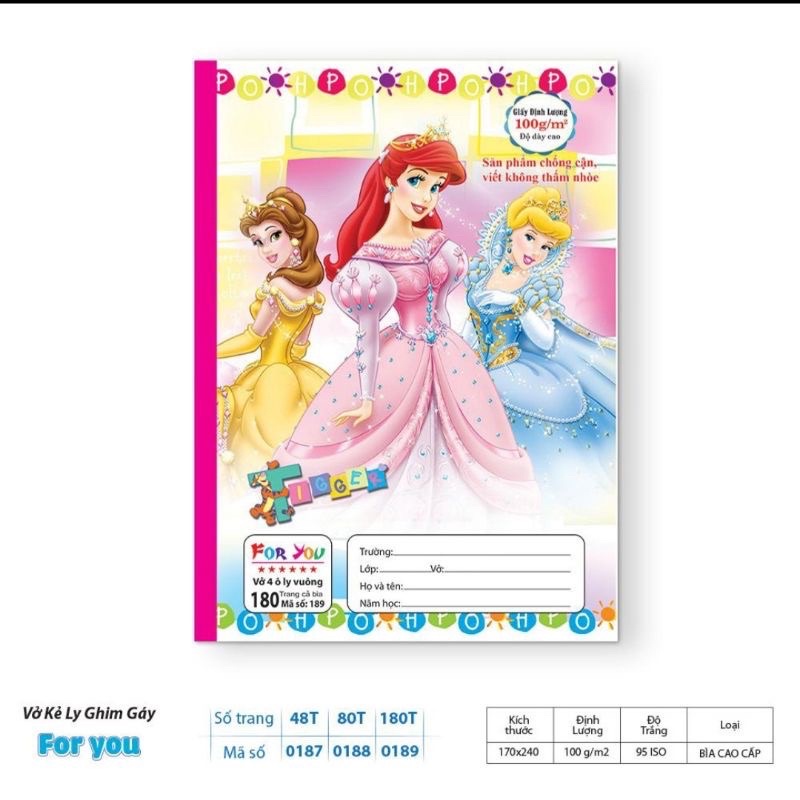 Tập 5-10 vở 4 Ôly 6 sao 48/80 trang hình công chúa, siêu nhân Phúc Thịnh