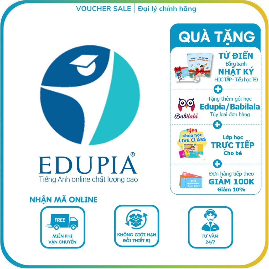 Edupia (Tiểu học, THCS) - Toàn quốc [Evoucher] Voucher mã học Tiếng Anh Edupia chuẩn Quốc tế