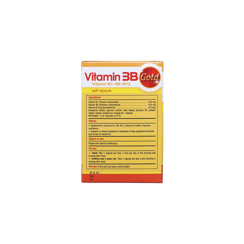 Vitamin 3B Gold PV hỗ trợ tăng đề kháng hộp 100 viên