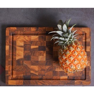 Thớt gỗ Teak Chef Studio ghép đầu cây hình chữ nhật