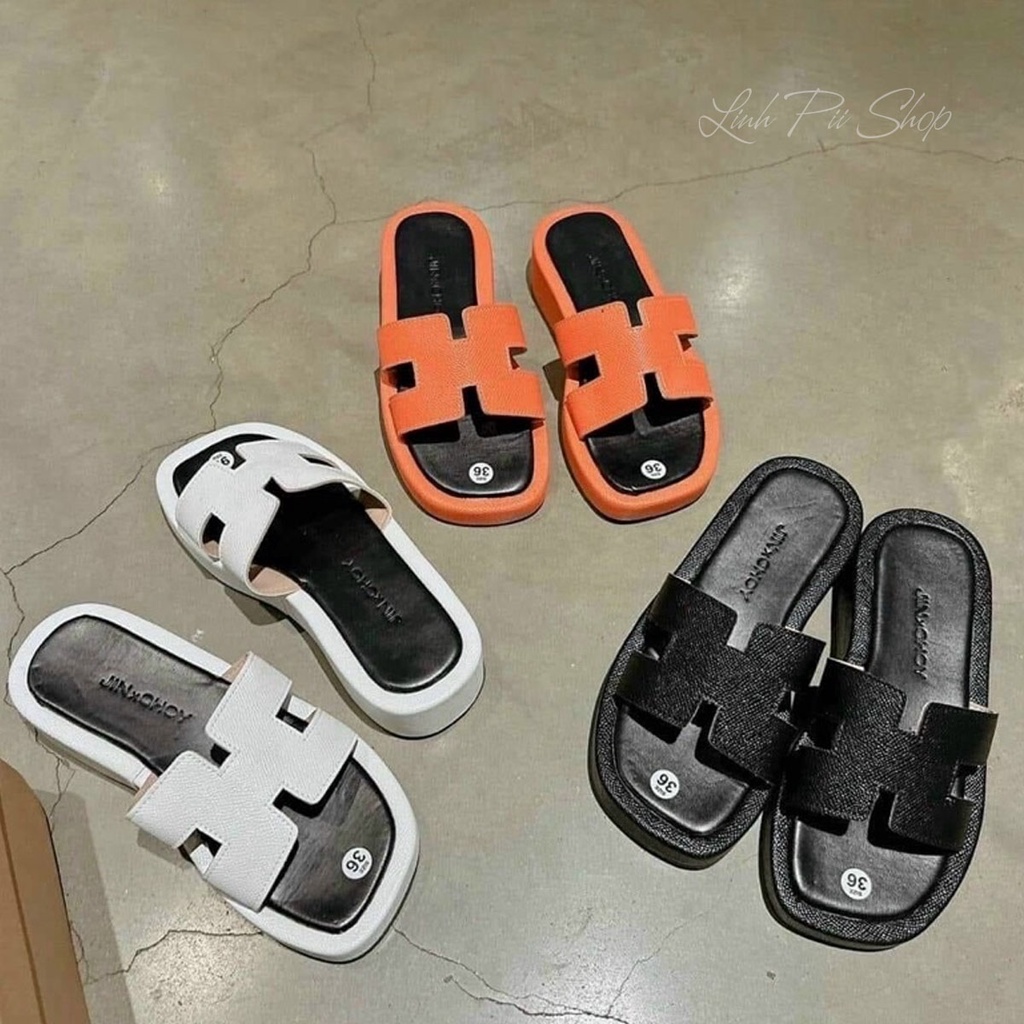 Dép chữ H đế bánh mì 3p bọc da siêu xinh