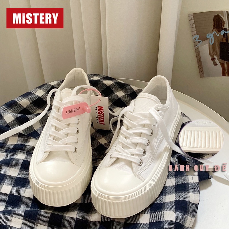 Mistery GiàY Thể Thao Nữ GiàY TrắNg Giày Bánh Quy Độ Dày 3 Cm MIS-804