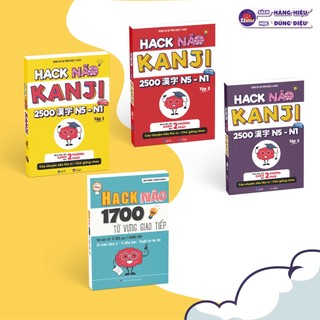 Sách Tiếng Nhật - Combo Hack Não Kanji 1,2,3  + Hack Não Từ Vựng Tiếng Nhật (1700 Từ Vựng Tiếng Nhật Giao Tiếp)