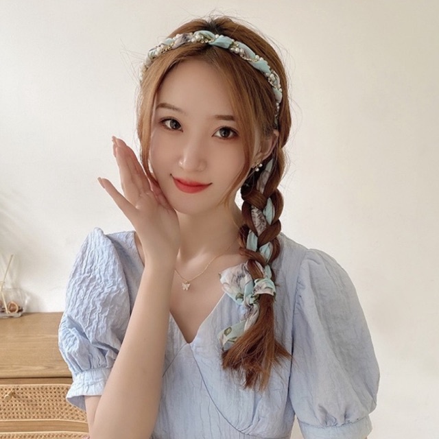 Bờm Cài Tóc Lalila Nữ Tết Dây Hoạ Tiết Hoa Nhí Dễ Thương Năng Động BT11