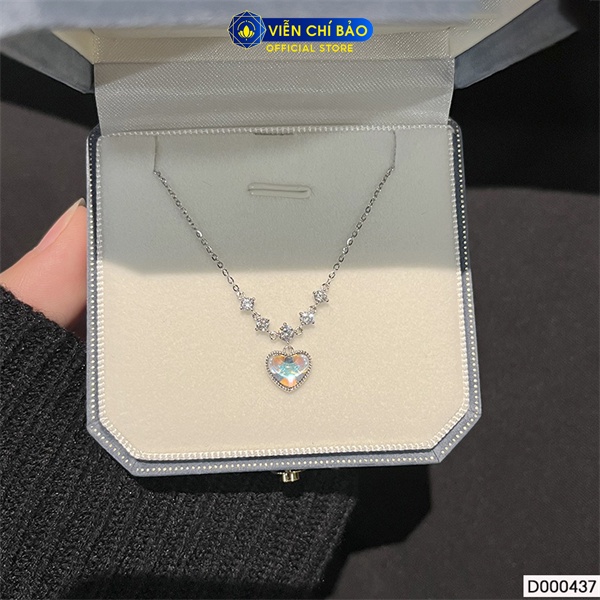 Dây chuyền bạc nữ trái tim mặt trăng cách điệu chất liệu bạc 925 thời trang phụ kiện trang sức Viễn Chí Bảo D000437