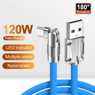 Cáp sạc kim loại 120w 6a 180 độ° dây cáp sạc nhanh loại c ios micro usb dài 1.2m