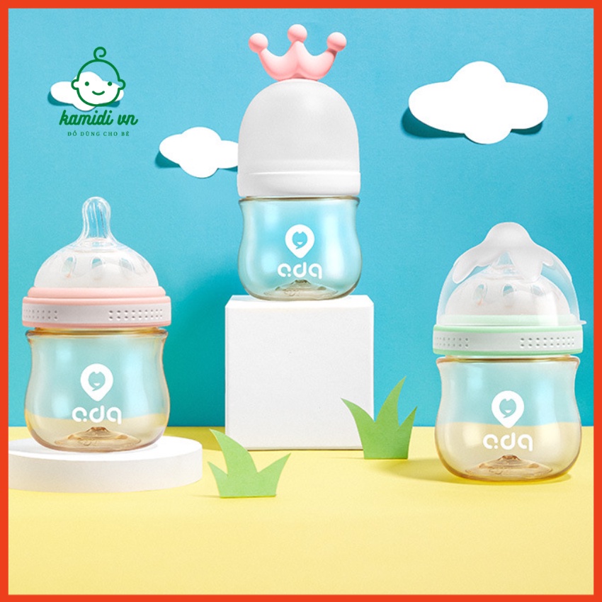 Bình sữa cho bé,Bình sữa Ada cổ rộng 120ml ti siêu mềm như ti mẹ dùng cho bé sơ sinh