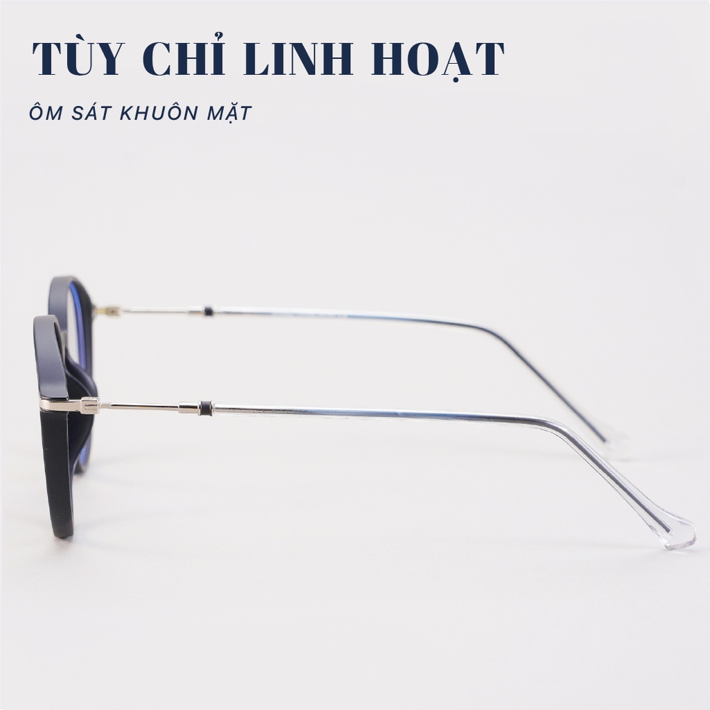 Gọng kính mắt tròn bầu nam nữ LB Eyewear UV 8300 Nhựa mềm thanh mảnh bền nhẹ - Màu đen, hồng, cam, trong suốt, xám, tím